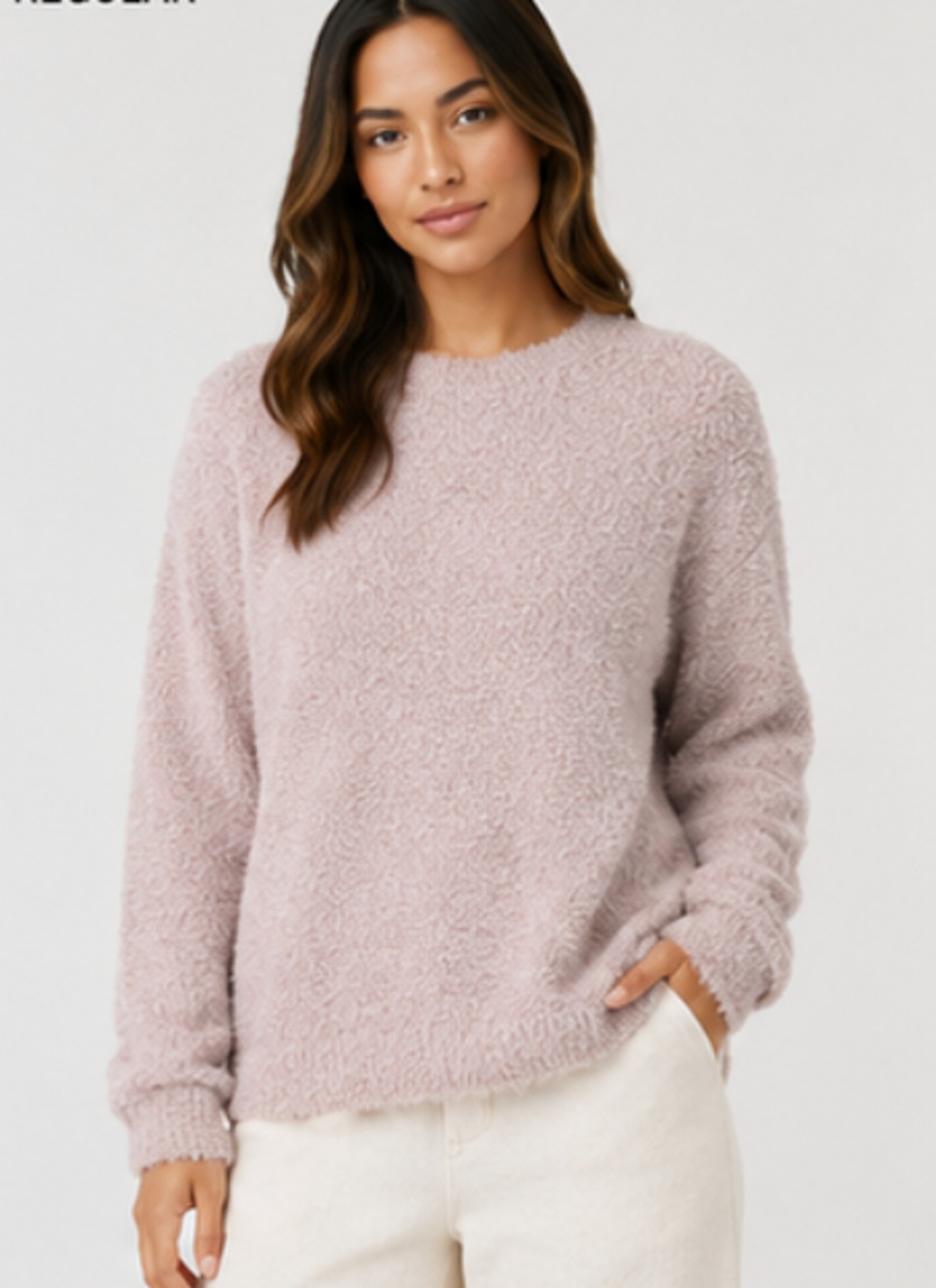 BAREFOOT DREAMS PALE PURPLE CREAM COZYCHIC SEASIDE CREW NECK PULLOVER SWEATER S
